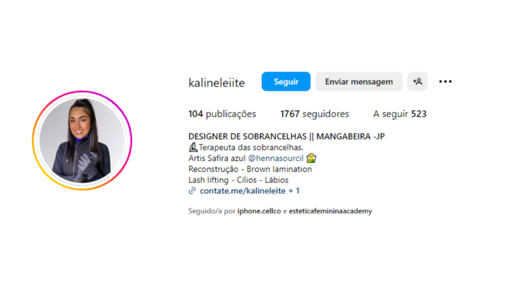 biografia para instagram designer de sobrancelhas