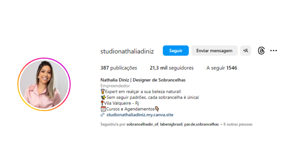 biografia para instagram designer de sobrancelhas