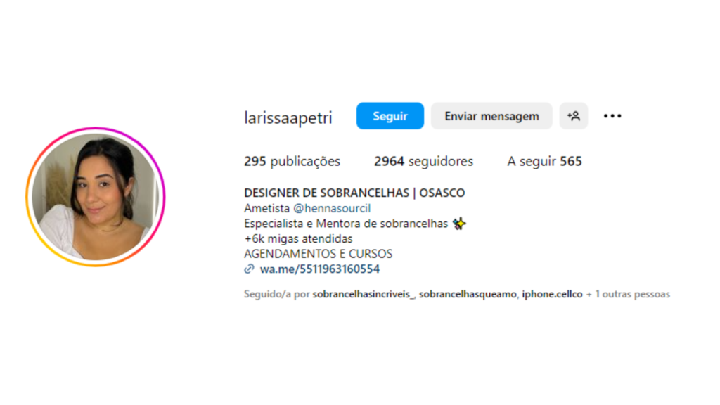 biografia para instagram designer de sobrancelhas