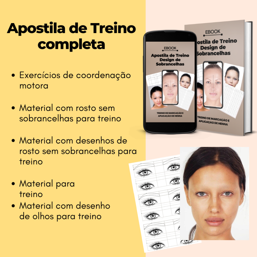 rosto para treinar design de sobrancelha