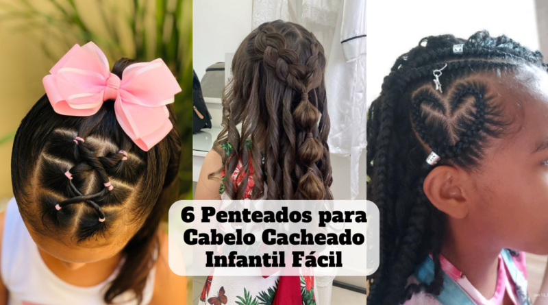 penteado para cabelo cacheado infantil facil