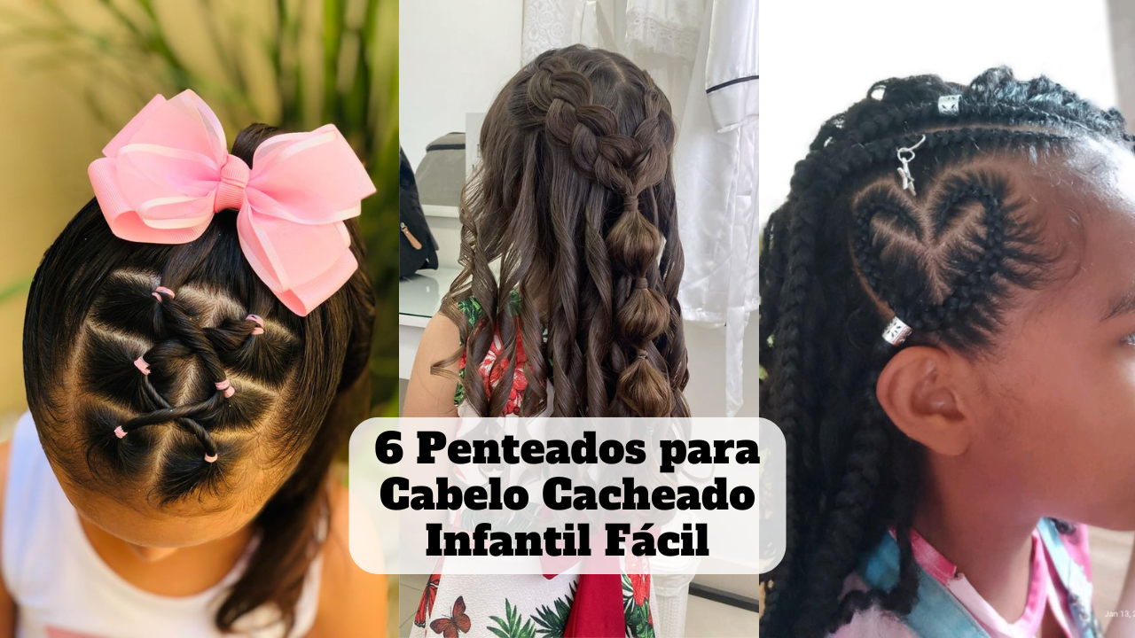 penteado para cabelo cacheado infantil facil