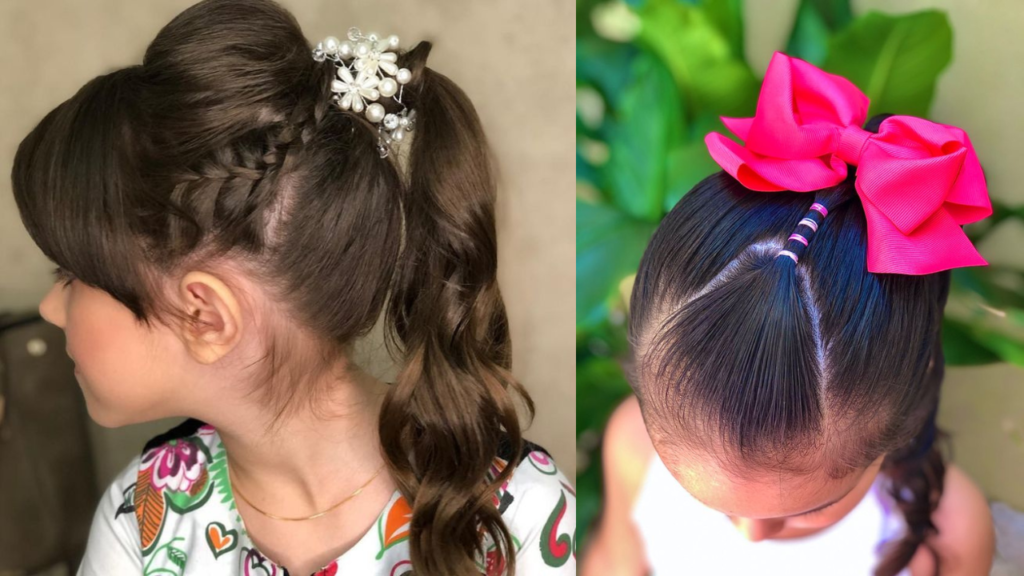 penteado para cabelo cacheado infantil facil