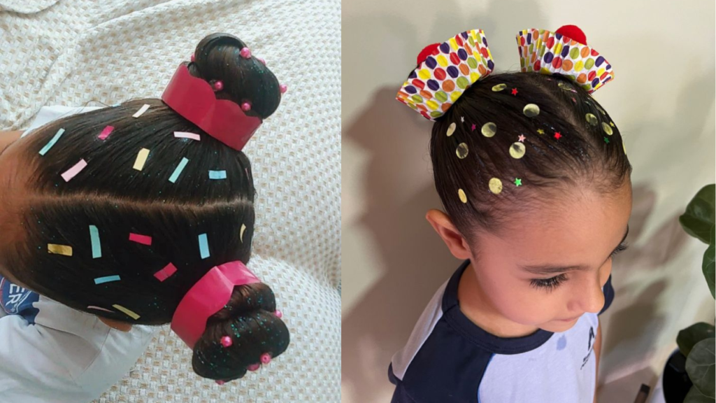 penteado para cabelo cacheado infantil facil