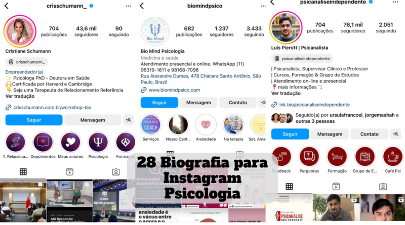 biografia para instagram psicologia