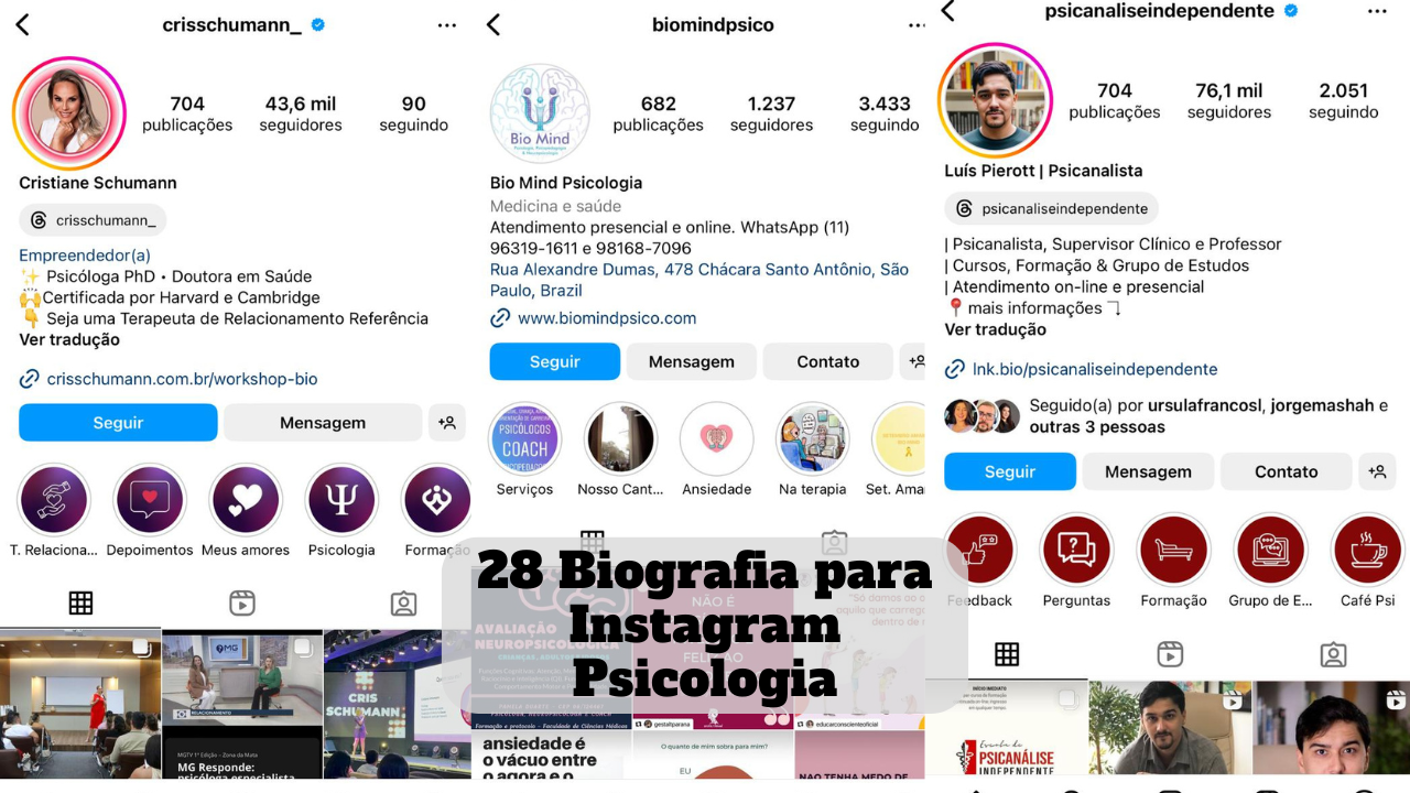 biografia para instagram psicologia