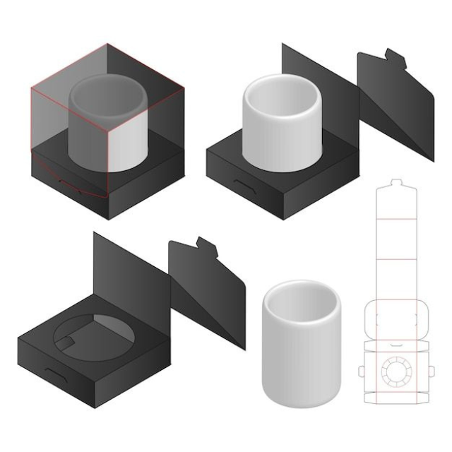 molde de caixa para caneca para imprimir a4