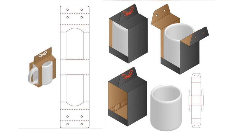 molde de caixa para caneca para imprimir a4