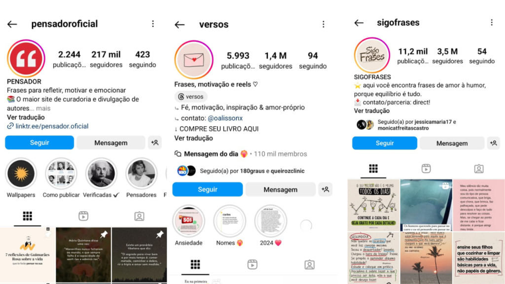 nomes para páginas de frases no instagram