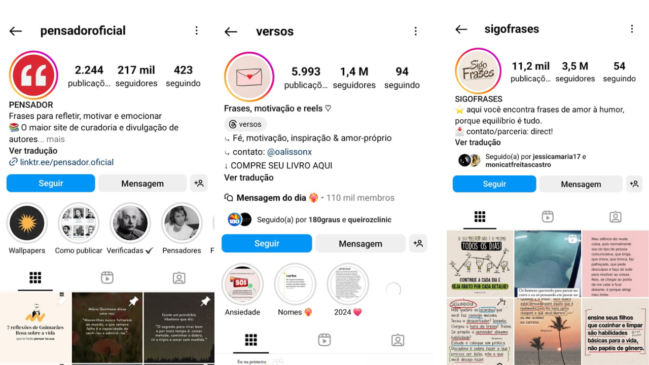 nomes para páginas de frases no instagram