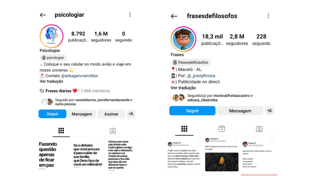 nomes para páginas de frases no instagram