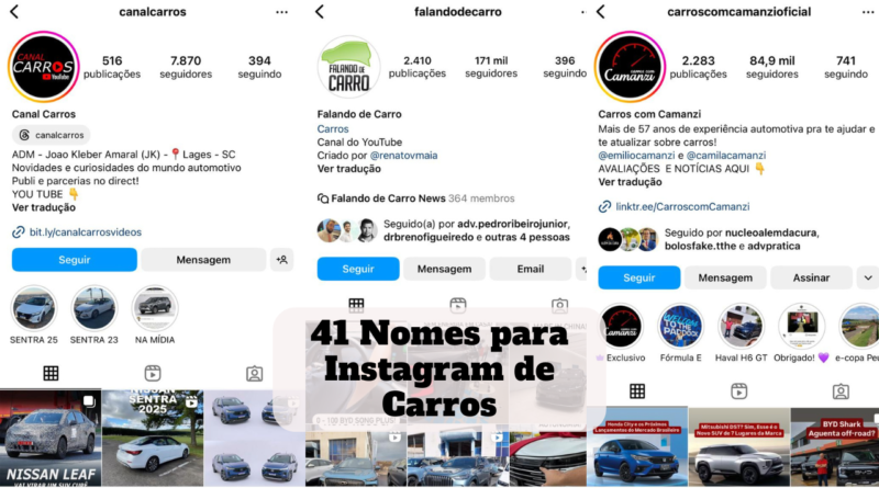 nomes para instagram de carros