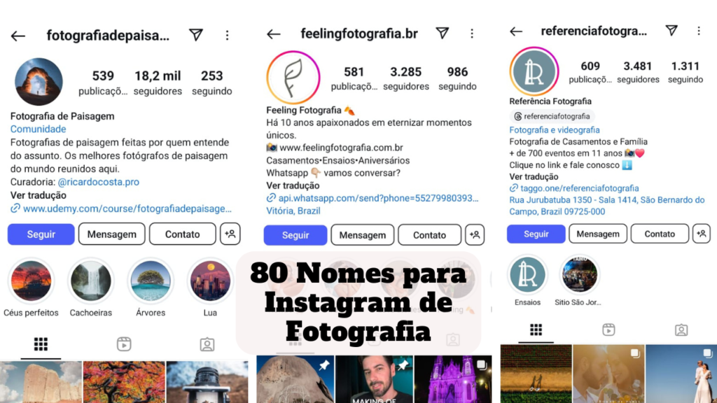 nomes para instagram de fotografia