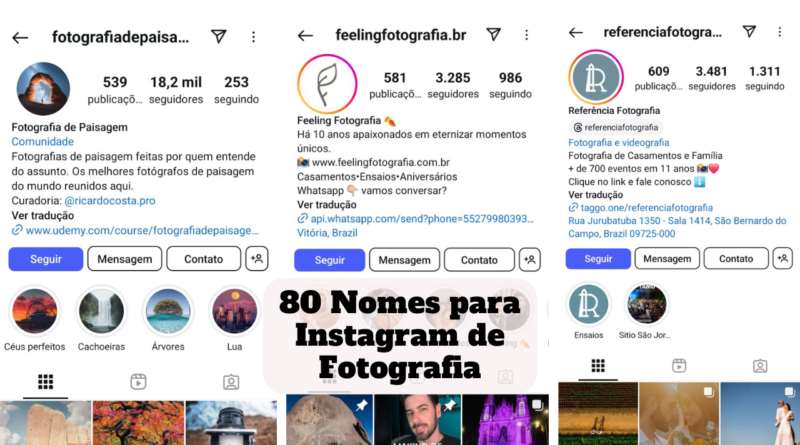 nomes para instagram de fotografia