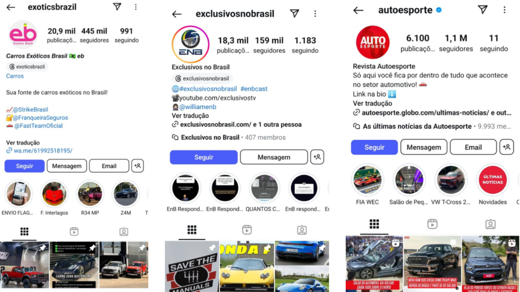 biografia para instagram de carros