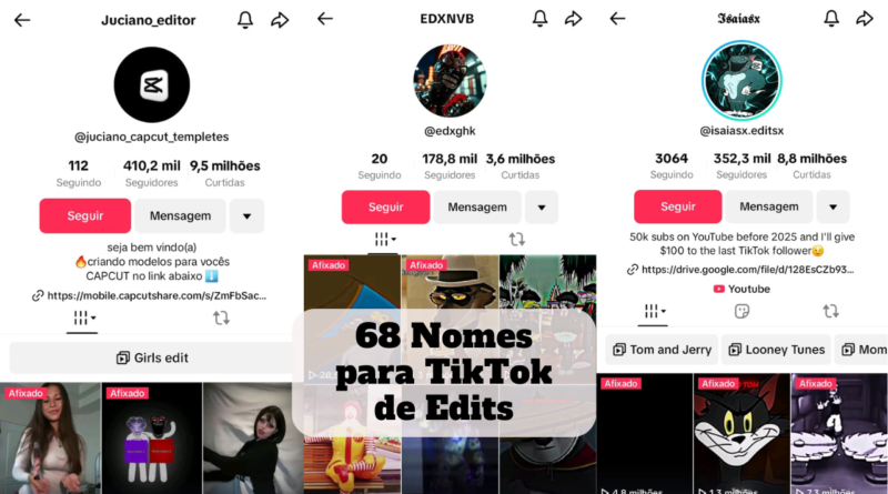 nomes para tik tok de edits