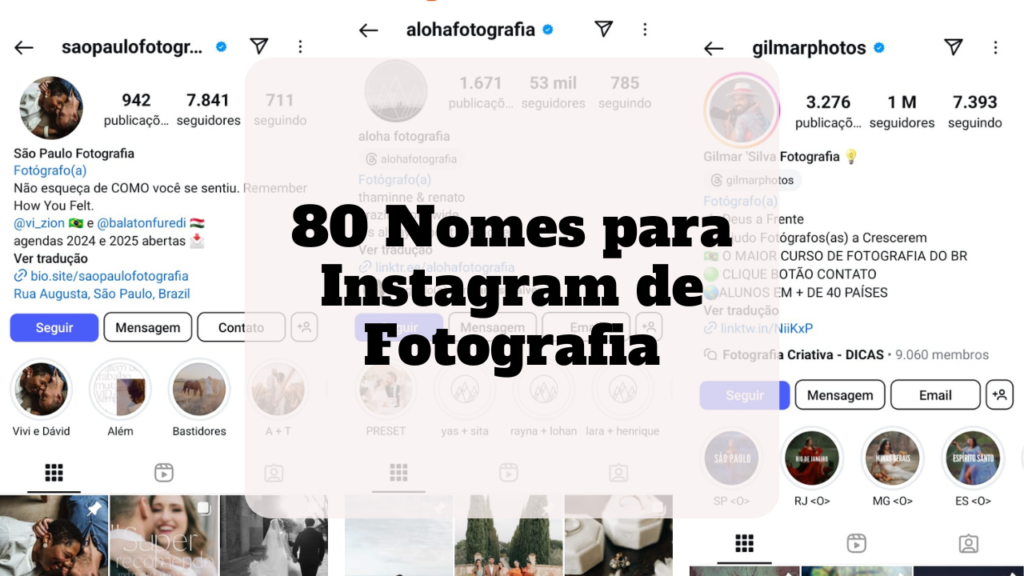 nomes para instagram de fotografia