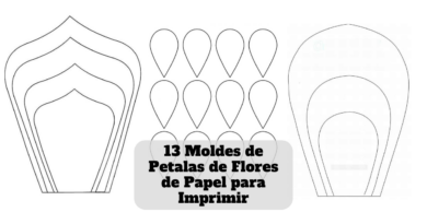 molde de petalas de flores de papel para imprimir