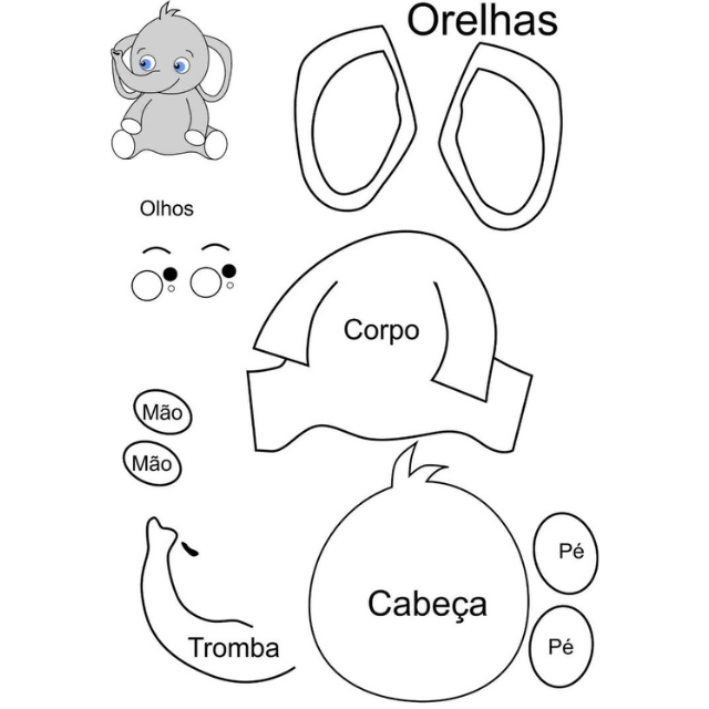 molde de elefante para imprimir