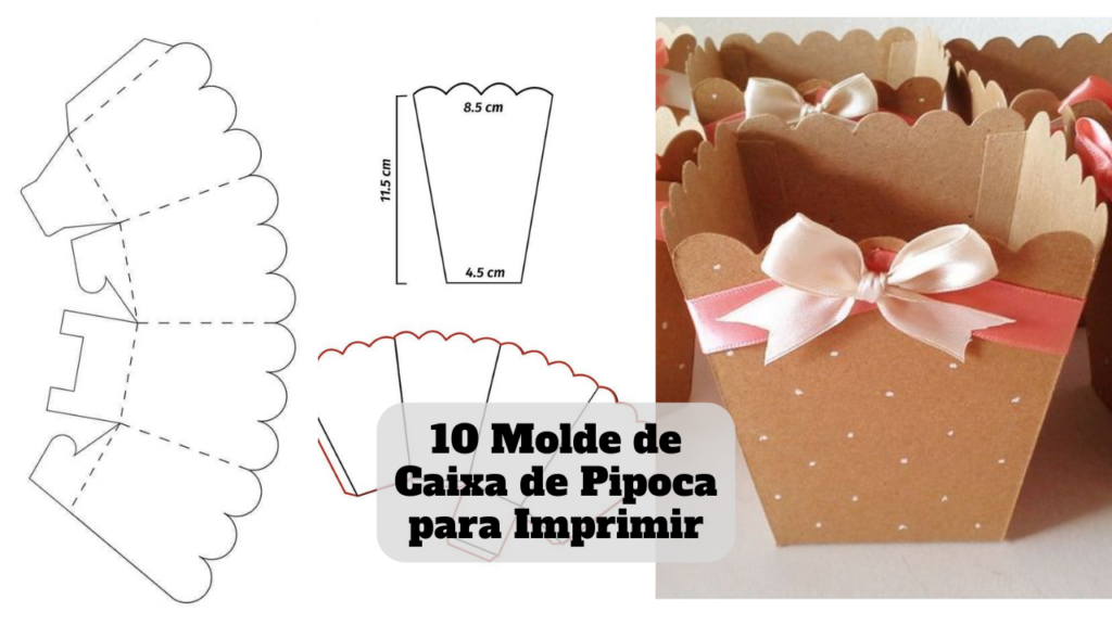 molde de caixa de pipoca para imprimir