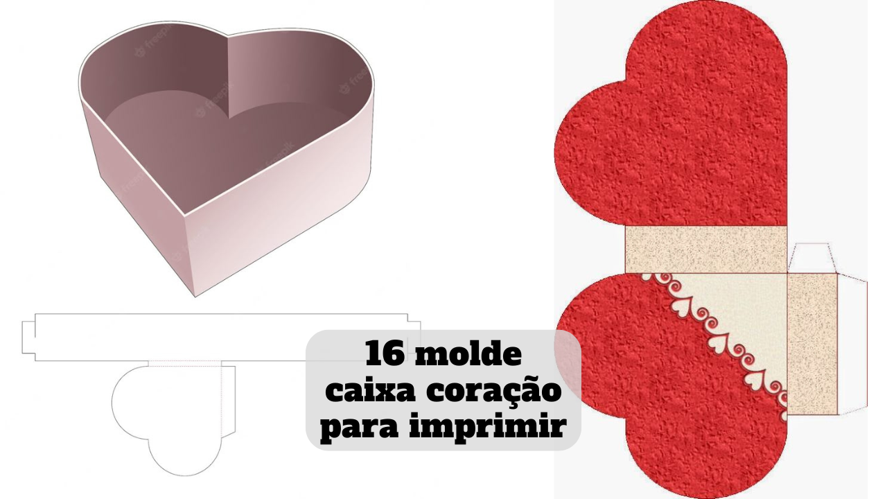 molde caixa coração para imprimir