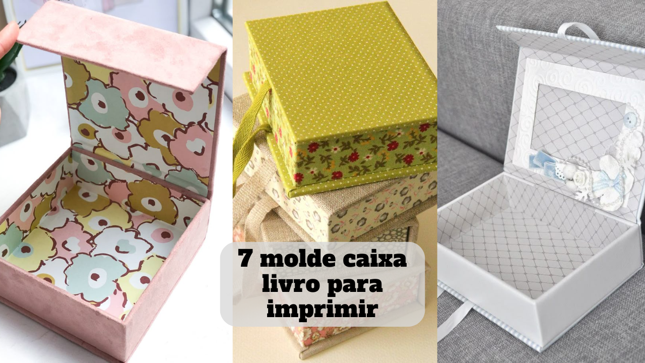 molde caixa livro para imprimir