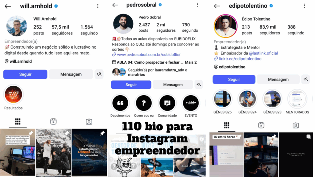 bio para instagram empreendedor
