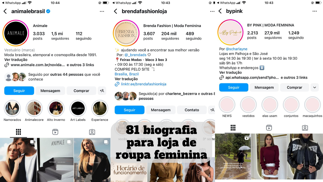 biografia para loja de roupa feminina