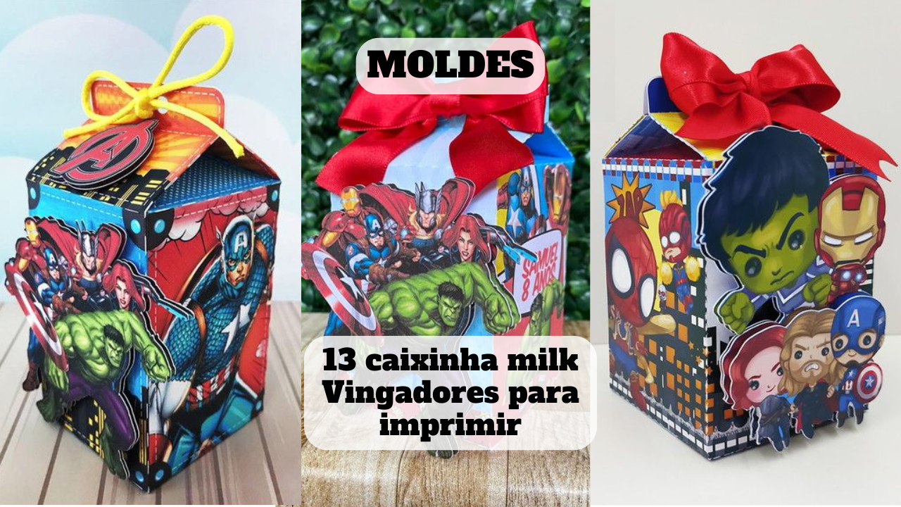 caixinha milk vingadores para imprimir