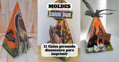 caixa piramide dinossauro para imprimir