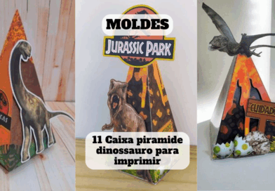 caixa piramide dinossauro para imprimir