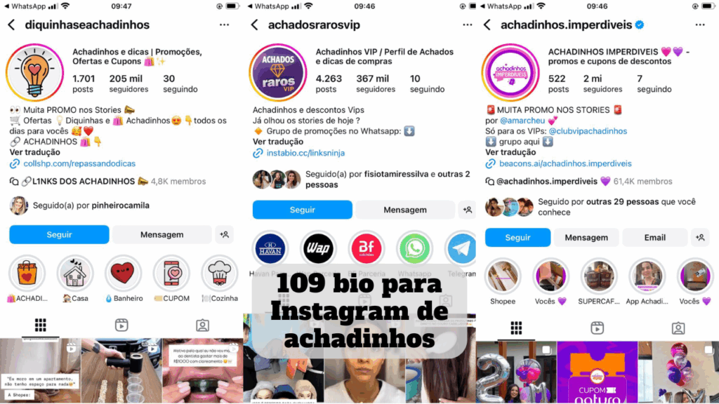 bio para instagram de achadinhos