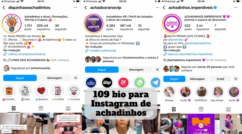 bio para instagram de achadinhos
