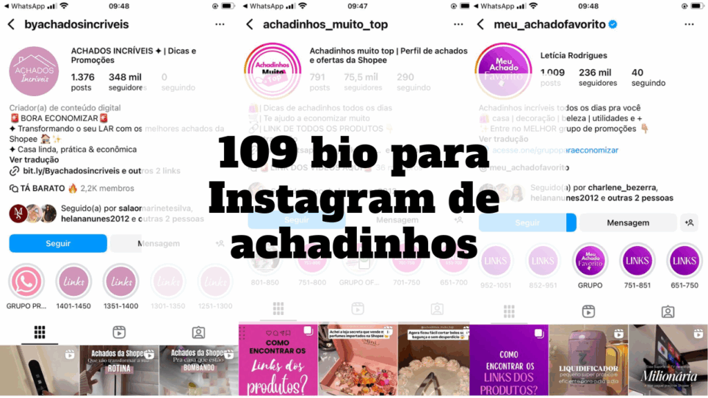 bio para instagram de achadinhos