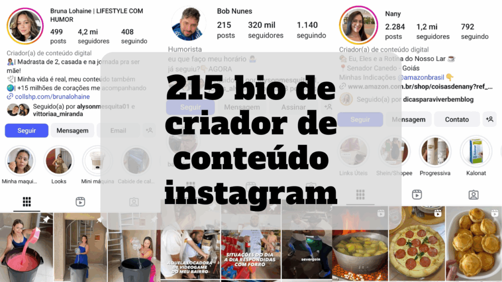 bio de criador de conteúdo instagram