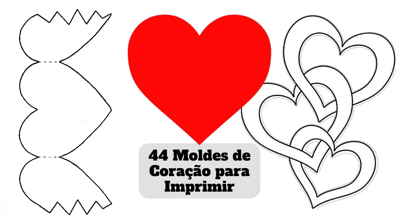 moldes de coração para imprimir